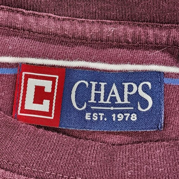 Chaps Long Sleeve Shirt Mens Size XL Burgundy Striped Preppy School Career Top - Picture 5 of 8
